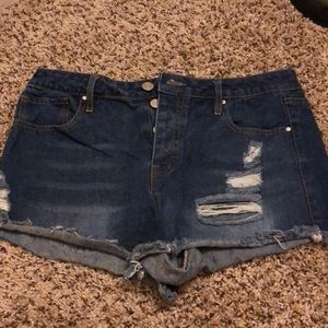 High waisted jean shorts